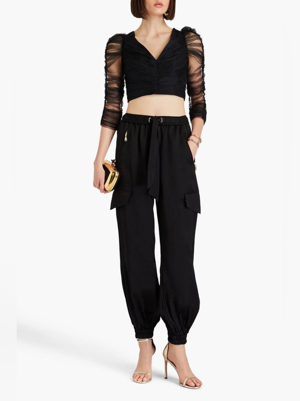 Zimmermann Cropped Ruched Tulle Blouse